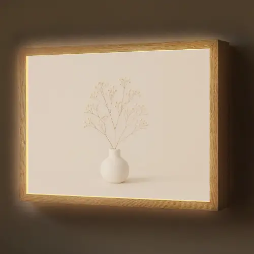 Vaas - Takken - Bloemetjes - Wit Light Box met batterij (Wandlamp) middel -z3d_website