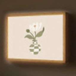 Vaas - Geruit - Bloem - Groen Light Box met batterij (Wandlamp) middel -z3d_website