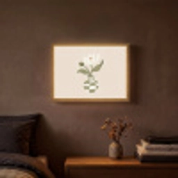 Vaas - Geruit - Bloem - Groen Light Box met batterij (Wandlamp) middel -sfeer4