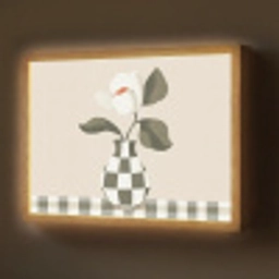 Vaas - Geruit - Groen - Bloem Light Box met batterij (Wandlamp) middel -z3d_website