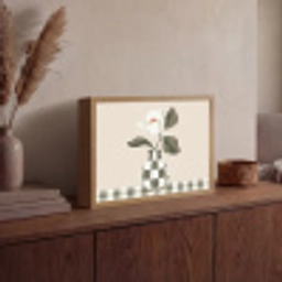 Vaas - Geruit - Groen - Bloem Light Box met batterij (Wandlamp) middel -sfeer2