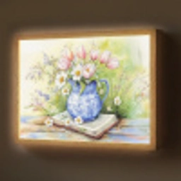 Vaas - Delftsblauw - Madeliefjes Light Box met batterij (Wandlamp) middel -z3d_website