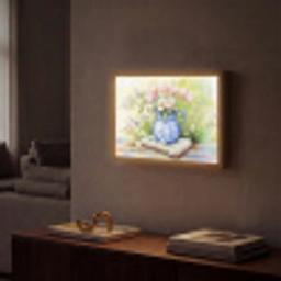 Vaas - Delftsblauw - Madeliefjes Light Box met batterij (Wandlamp) middel -sfeer1