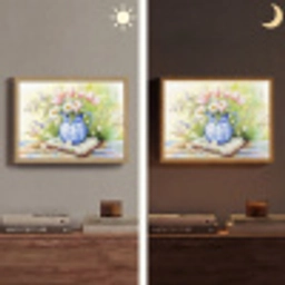 Vaas - Delftsblauw - Madeliefjes Light Box met batterij (Wandlamp) middel -sfeer3