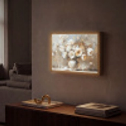 Vaas - Bloemen - Kunst - Goud Light Box met batterij (Wandlamp) middel -sfeer1