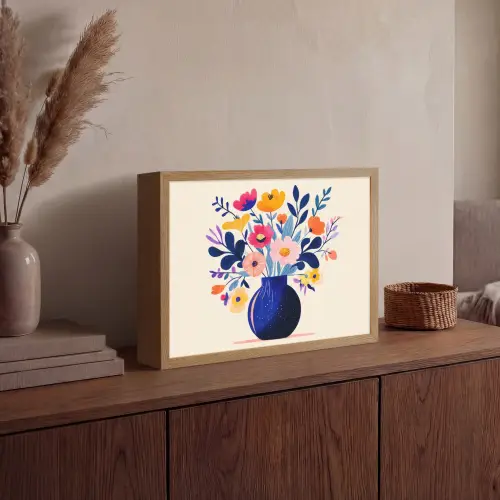 Vaas - Bloemen - Boeket Light Box met batterij (Wandlamp) middel -sfeer2