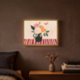 Vaas - Bloemen - Vlinder - Rood Light Box met batterij (Wandlamp) middel -sfeer4