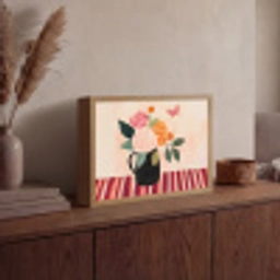 Vaas - Bloemen - Vlinder - Rood Light Box met batterij (Wandlamp) middel -sfeer2