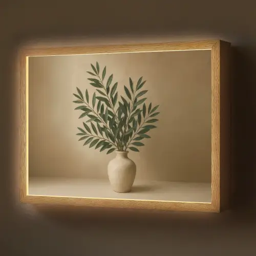 Vaas - Olijftakken - Bladeren - Beige Light Box met batterij (Wandlamp) middel -z3d_website