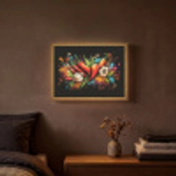 Groente - Peper - Knoflook - Graffiti - Verf - Kleurrijk Light Box met batterij (Wandlamp) middel -sfeer4