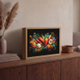 Groente - Peper - Knoflook - Graffiti - Verf - Kleurrijk Light Box met batterij (Wandlamp) middel -sfeer2