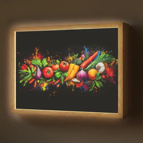 Groente - Eten - Kruiden - Graffiti - Koken Light Box met batterij (Wandlamp) middel -z3d_website