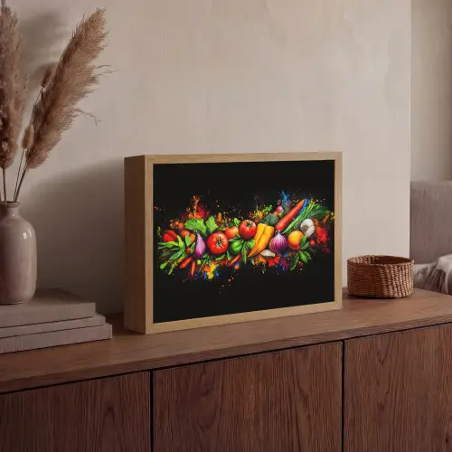 Groente - Eten - Kruiden - Graffiti - Koken Light Box met batterij (Wandlamp) middel -sfeer2