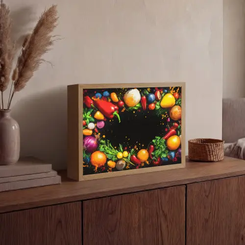 Groente - Graffiti - Kleurrijk - Koken - Abstract Light Box met batterij (Wandlamp) middel -sfeer2