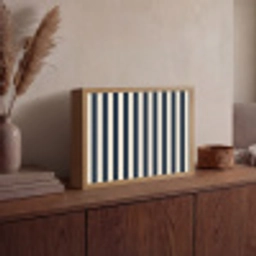 Verticale strepen - Blauw - Crème Light Box met batterij (Wandlamp) middel 907 -sfeer2