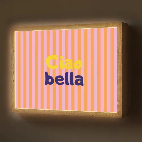 Verticaal - Strepen - Oranje - Ciao bella Light Box met batterij (Wandlamp) middel -z3d_website