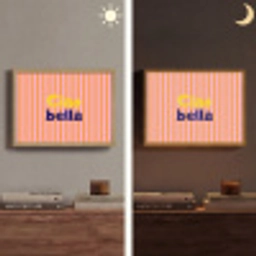 Verticaal - Strepen - Oranje - Ciao bella Light Box met batterij (Wandlamp) middel -sfeer3