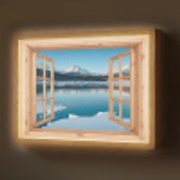 Doorkijk - Landschap - Winter - Meer - Bergen - Uitzicht Light Box met batterij (Wandlamp) middel -z3d_website