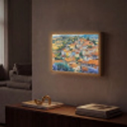 Dorp - Heuvels - Landschap - Bomen Light Box met batterij (Wandlamp) middel -sfeer1