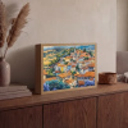 Dorp - Heuvels - Landschap - Bomen Light Box met batterij (Wandlamp) middel -sfeer2