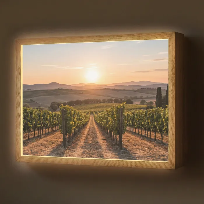 Wijngaard - Zonsondergang - Landschap Light Box met batterij (Wandlamp) middel -z3d_website