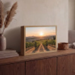 Wijngaard - Zonsondergang - Landschap Light Box met batterij (Wandlamp) middel -sfeer2