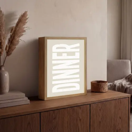 Vintage - Beige - Japandi - Wit Light Box met batterij (Wandlamp) middel -sfeer2
