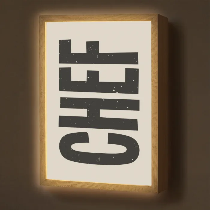 Vintage - Chef - Japandi - Zwart Light Box met batterij (Wandlamp) middel -z3d_website