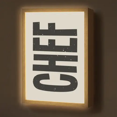 Vintage - Chef - Japandi - Zwart Light Box met batterij (Wandlamp) middel -z3d_website
