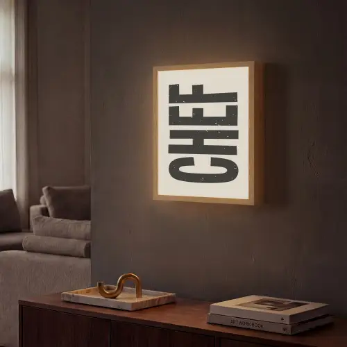 Vintage - Chef - Japandi - Zwart Light Box met batterij (Wandlamp) middel -sfeer1