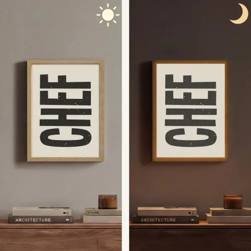 Vintage - Chef - Japandi - Zwart Light Box met batterij (Wandlamp) middel -sfeer3