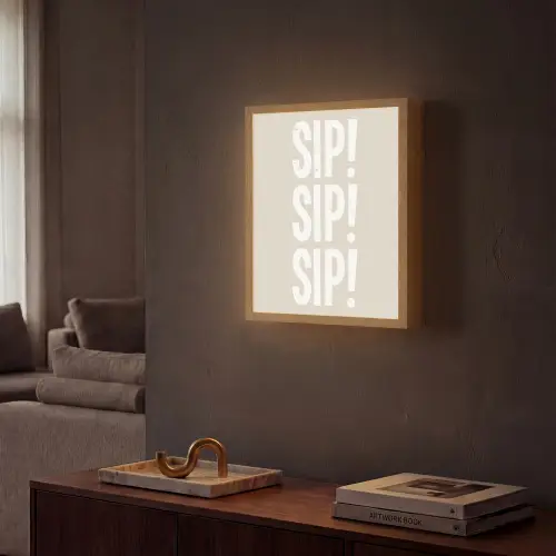 Vintage - Decoratie - Japandi - Wit Light Box met batterij (Wandlamp) middel -sfeer1