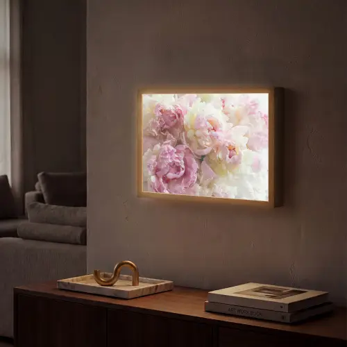 Vintage - Bloemen - Rozen - Natuur Light Box met batterij (Wandlamp) middel -sfeer1