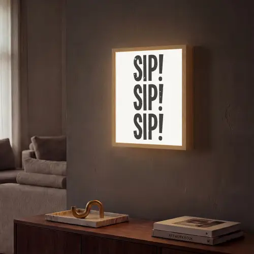 Vintage - Japandi - Decoratie - Black Light Box met batterij (Wandlamp) middel -sfeer1