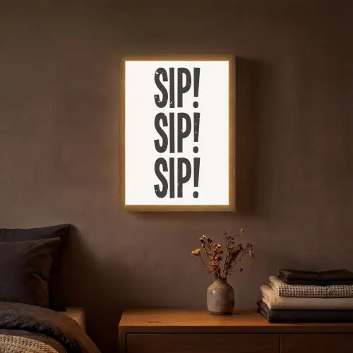 Vintage - Japandi - Decoratie - Black Light Box met batterij (Wandlamp) middel -sfeer4