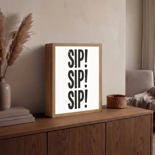 Vintage - Japandi - Decoratie - Black Light Box met batterij (Wandlamp) middel -sfeer2