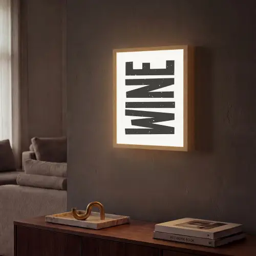 Vintage - Japandi - Wine - Decoratie Light Box met batterij (Wandlamp) middel -sfeer1