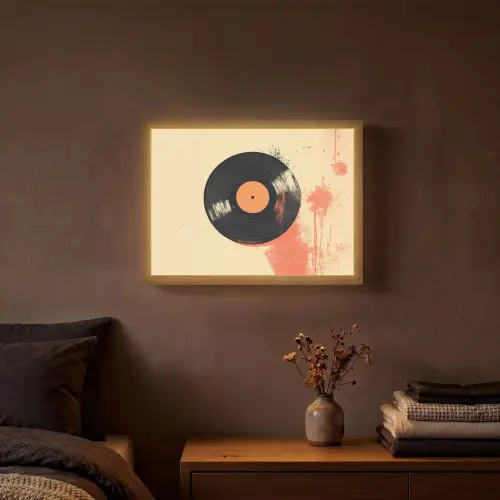Vinylplaat - Zwart - Verfspatten - Retro Light Box met batterij (Wandlamp) middel -sfeer4