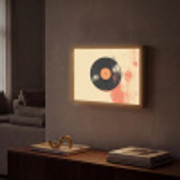 Vinylplaat - Zwart - Verfspatten - Retro Light Box met batterij (Wandlamp) middel -sfeer1