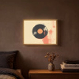 Vinylplaat - Zwart - Verfspatten - Retro Light Box met batterij (Wandlamp) middel -sfeer4