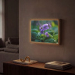 Viooltjes - Paars - Bloem - Bladeren Light Box met batterij (Wandlamp) middel -sfeer1