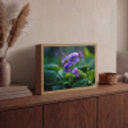Viooltjes - Paars - Bloem - Bladeren Light Box met batterij (Wandlamp) middel -sfeer2