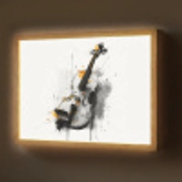 Viool - Oranje - Zwart - Penseelstreken Light Box met batterij (Wandlamp) middel -z3d_website