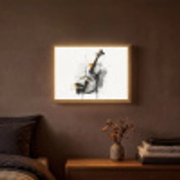 Viool - Oranje - Zwart - Penseelstreken Light Box met batterij (Wandlamp) middel -sfeer4