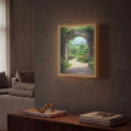 Doorkijk - Landschap - Bloemen - Pad - Uitzicht Light Box met batterij (Wandlamp) middel -sfeer1