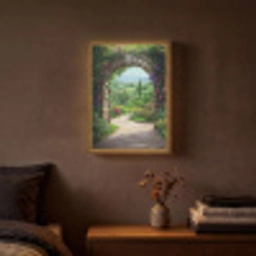 Doorkijk - Landschap - Bloemen - Pad - Uitzicht Light Box met batterij (Wandlamp) middel -sfeer4