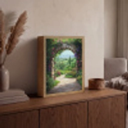 Doorkijk - Landschap - Bloemen - Pad - Uitzicht Light Box met batterij (Wandlamp) middel -sfeer2