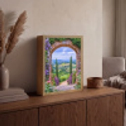 Doorkijk - Toscane - Landschap - Poort Light Box met batterij (Wandlamp) middel -sfeer2