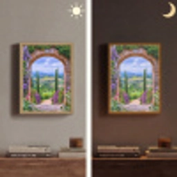 Doorkijk - Toscane - Landschap - Poort Light Box met batterij (Wandlamp) middel -sfeer3