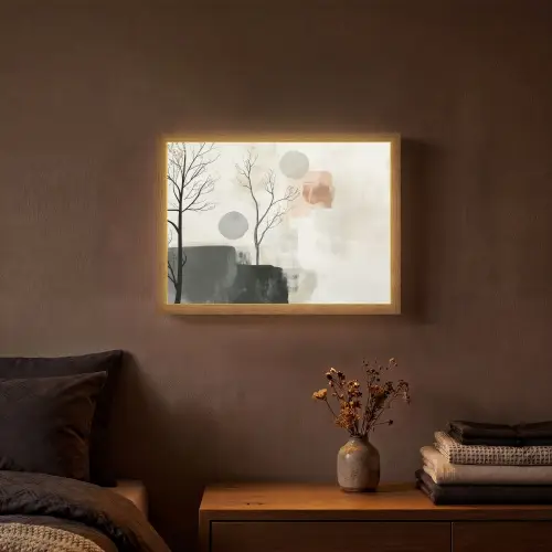 Wabi sabi - Beige - Plant Light Box met batterij (Wandlamp) middel -sfeer4